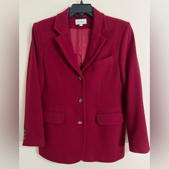 L.L. BEAN Women’s VINTAGE Wool Cashmere Red Jacket Blazer Made in USA Size 10 - Picture 4 of 11
